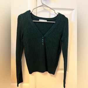 Abercrombie and Fitch Green Henley Sweater